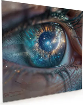 Produktbild von Küchenrückwand Spritzschutz Glas mit Motiv Galaxie im Auge 40 x 40 cm