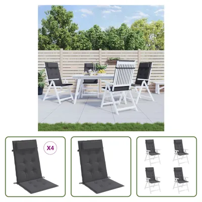 Image de The Living Store Coussins de chaise à haut dossier 4 pcs. Anthracite Tissu Oxford