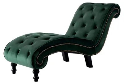 Produktbild von Chaiselongue Loungesofa Couch Sessel Chaise Relaxliege Liegesessel Relax Liege Grün Samt 145 x 52 x 77 cm