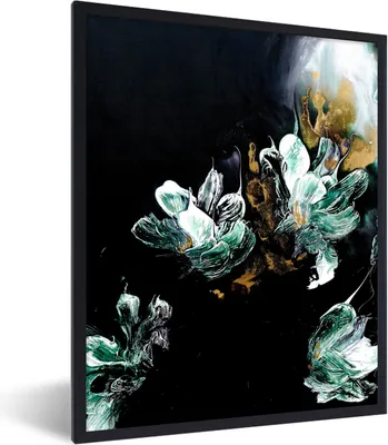 Produktbild von MuchoWow® Gerahmtes Poster Malerei - Farbe - Schwarz - Blau 60x80 cm - Poster mit Schwarzem Bilderrahmen Wandposter Rahmen Foto Bilder - Premium - Wanddeko Wohnzimmer