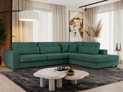 Produktbild von MKS MEBLE Ecksofa Sofa L-Form Grau Struktur, Wohnlandschaft L-Form, Couch L Form, Sofagarnitur Couchgarnitur Polsterecke, Breite: 316 cm - Savona L - Grün Strukture - Rechts