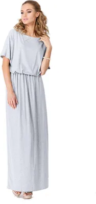 Produktbild von Damen Maxi-Kleid Lang Strandkleid; Grau Meliert/M/L 38/40