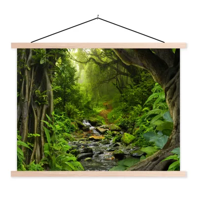 Produktbild von MuchoWow® Textilposter Natur - Wasser - Dschungel - Wald - Tropisch 120x90 cm mit holzfarbenen Rahmen - Magnetisch