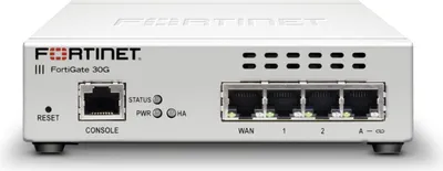 Produktbild von Fortinet FortiGate 30G, 5,85 Mpps, 4 Gbit/s, 3,5 Gbit/s, 800 Mbit/s, 500 Mbit/s, 400 Mbit/s