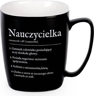Produktbild von Kubek dla nauczyciela z napisem i grafiką