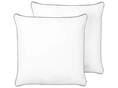 Zdjęcie produktu dla BELIANI 2x Poduszka bawełniana biała do poszewki 80 x 80 cm wypełnienie z mikrofibry wysoki profil prostokątna