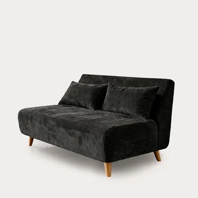 Zdjęcie produktu dla HOMLA Sofa SOLACE 2-osobowa, z funkcją spania sztruksowa czarna 140x91x84 cm