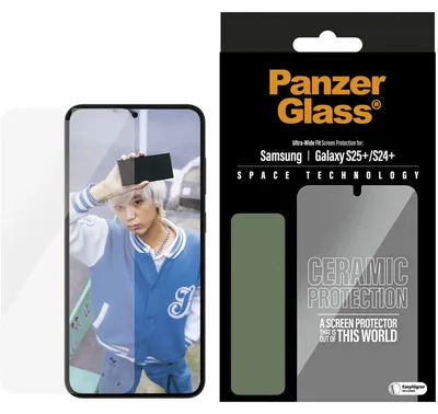 Obrázok produktu pre PanzerGlass ® Ceramic Screen Protector Samsung Galaxy S25+ | S24+ | Ultra-Wide Fit w. EasyAligner, Samsung, Samsung - Galaxy S25+, Samsung - Galaxy S24 Plus, Suché aplikovanie, Odolné proti poškriabaniu, Odolný proti nárazom, Priehľadná, 1 kusov