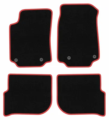 Produktbild von Fußmatten Automatten Velours Schwarz/Rot für Audi 100 C3 1983-1991 Set 4-tlg