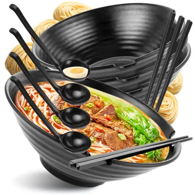 Immagine prodotto di Elzusha - Set di 4 ciotole giapponesi per ramen, con cucchiaio e bacchette