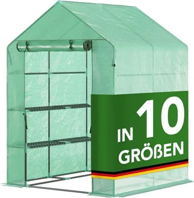 Produktbild von Foliengewächshaus 143 x 143 x 195 cm - Robustes und UV-beständiges Gewächshaus mit Metallgitter
