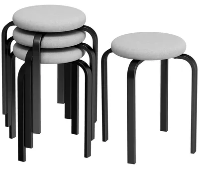 Produktbild von HOMCOM Esszimmerhocker 4er Set Stapelhocker Hocker mit Leinenoptik, Stahlbeinen