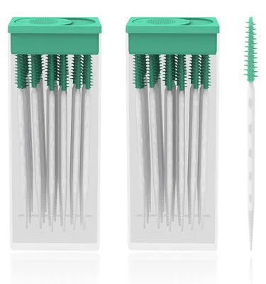Produktbild von Interdentalbürsten 200 Stück, Zahnzwischenraum Reiniger aus Silikon, sanft zum Zahnfleisch, für Zahnspange & Implantate, Zahnpflege Set mit Box