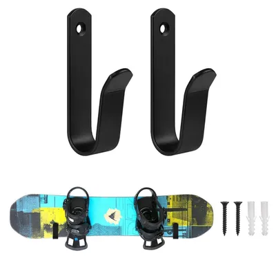 Obrázok produktu pre Držiak na dosku (skateboard) – čierna farba, 2 kusy. Horizontálny držiak na snowboard, longboard