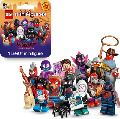Produktbild von LEGO Minifigures Spider-Man: Across the Spider-Verse - 1 von 12 Spielzeugen mit Zubehör – Miles Morales & Gwen Stacy Figuren – Geschenk für Jungen und Mädchen ab 5 Jahren – Überraschungsbox - 71050