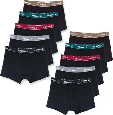 Produktbild von ROYALZ Unterhosen Herren Boxershorts men 10er Pack klassisch für Sport und Freizeit, 10er Pack (95% Baumwolle / 5% Elasthan)