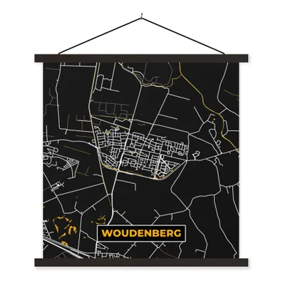 Obrázek produktu pro MuchoWow® Textilní plakát - Mapa - Woudenberg - Mapa města - 40x40cm - S černými lamelami