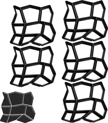 Produktbild von Yakimz 5stk Pflasterform Kunststoff, 43x43x4cm, Betonform Gehweg, Schalungsform für Garten, Terrasse, Pflasterformen