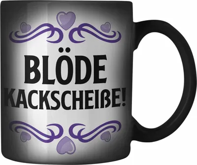 Produktbild von Trendation - Blöde Ka**Sch** Ich Hasse Jeden Farbwechsel Zauber-Tasse Becher Karabiner Farbwechsel Zauber-Tasse Edelstahl Katzen Lustig Spruch Geschenk Frauen Männer (Schwarz)