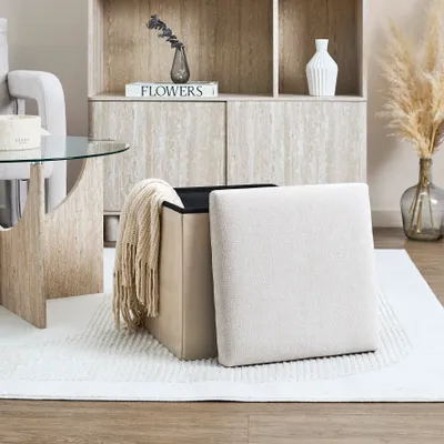 Produktbild von Emilia Beige Faltbare Aufbewahrungsbox für Ottomane