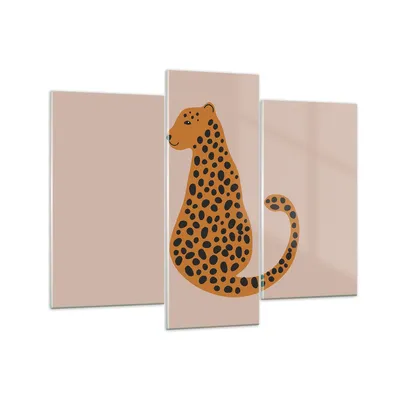 Produktbild von Bilder auf glas - 3 Teile - Panther Grafik Leopard - 130x100cm - Glasbilder - Wandbilder - Bilder - zum Aufhängen bereit - Wanddekoration aus Glas - Glas Bilder - Wandbild auf Glas - GCB130x100-4893