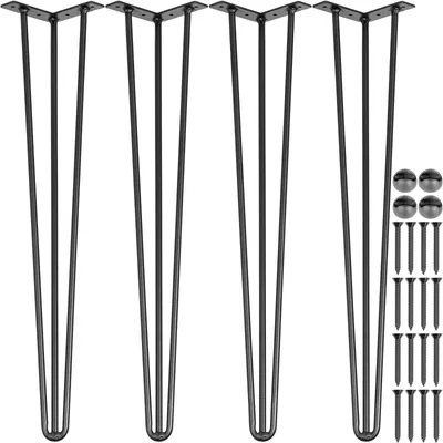 Zdjęcie produktu dla Nogi do stołu hairpin 71 cm, zestaw 4 sztuk, czarne, stal węglowa, do stołu
