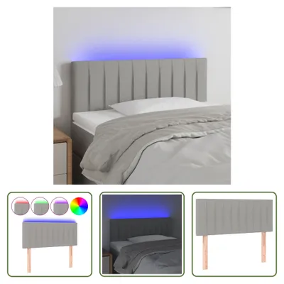 Produktbild von The Living Store LED Kopfteil Hellgrau 100x5x78/88 cm Stoff