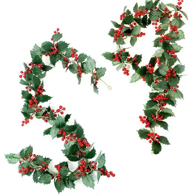 Künstliche Weihnachtsgirlande, 200 cm, rot-grün, 2 Stück