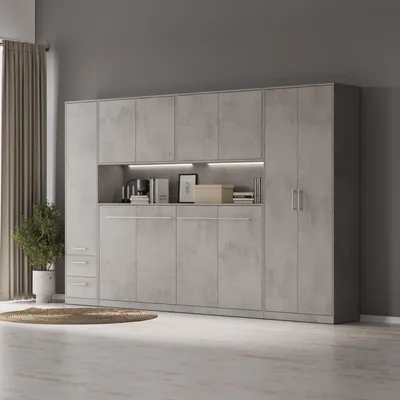 Produktbild von SMARTBett Schrankbett Set mit 90-Schrankbett Standard H Beton