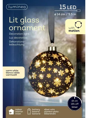 Produktbild von Lumineo Batterie Micro LED Glaskugel schwarz Ø 14 cm - warmweiß