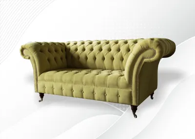 Immagine prodotto di Divano 2 posti divano imbottito divani Chesterfield soggiorno design tessuto nuovo
