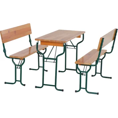 Produktbild von Festzeltgarnitur 110 cm mit Rückenlehne 3-teilig, Tisch 50 cm Breite