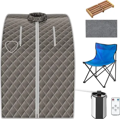 Produktbild von COSTWAY 3L Mini parní sauna 1000W s funkcí rozprašování, nastavitelnou teplotou, dálkovým ovládáním a sedátkem, 78x87x101cm
