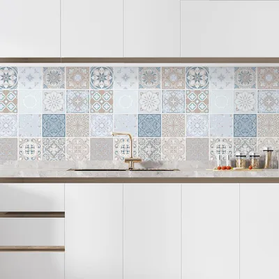 Produktbild von Klebefolie für Küchenrückwand – Lumaléa – Zementfliesenoptik – Klebefolie + MATT-Schutz – 60 x 60 cm