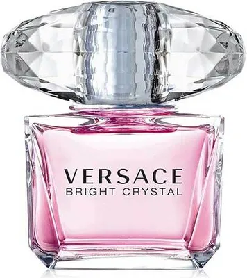A studio shot of a Versace Bright Crystal perfume bottle.