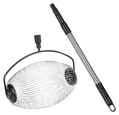 Produktbild von Maximex Gartengerät Rollsammler mit Teleskopstiel für effiziente Obstsammlung aus Edelstahl für Garten Schwarz Silber Grau 34 x 83-148 x 18.5 cm