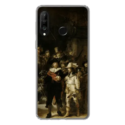 Produktbild von MuchoWow® Handyhülle Schutzhülle Hülle für Huawei P30 Lite Nachtwache - Rembrandt van Rijn - Kunst Silikon Softcase Handy Hülle - Handyhülle