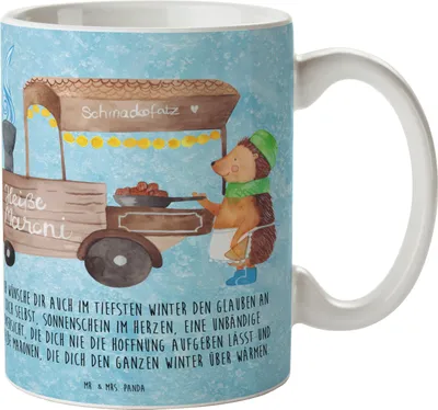 Produktbild von Mr. & Mrs. Panda Teetasse Igel Maronen - Eisblau - Geschenk, Weihnachten, Pott, Weihnachtsmarkt, Tasse, Duft, Kakaotasse, Kastanien, schöne, haferl