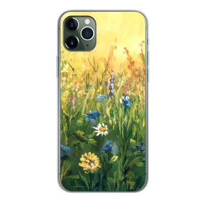 Produktbild von MuchoWow® Handyhülle Schutzhülle Hülle für iPhone 11 Pro Max Blumen - Aquarell - Sonne Silikon Softcase Handy Hülle - Schutz