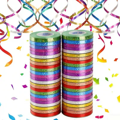 Produktbild von 48 Stück glitzernde, holografische Dekorationsbänder für Partys
