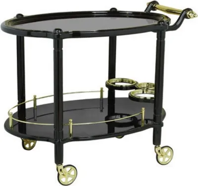 Produktbild von Casa Padrino Luxus Servierwagen Schwarz / Gold 88 x 60 x H. 87 cm - Hotel Restaurant Gastronomie Trolley - Luxus Hotel Restaurant Gastronomie Accessoires - Luxus Möbel