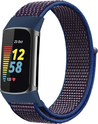 Productafbeelding van imoshion Nylon bandje voor de Fitbit Charge 5 - Maat L - Blauw