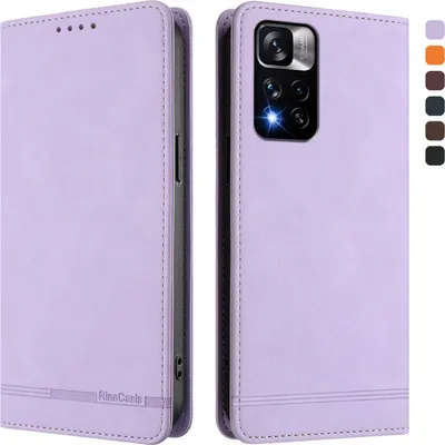 Produktbild von Hülle für Xiaomi Redmi Note 11 Pro+ 5G, Retro Kunstleder Ständer Klapphülle mit Kartenfächer und Magnetische Violett