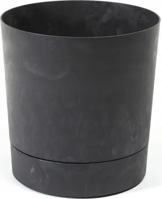 Productafbeelding van LAMELA kunststof bloempot met onderzetter, Ø 18 cm, 2,5 liter - Zwart