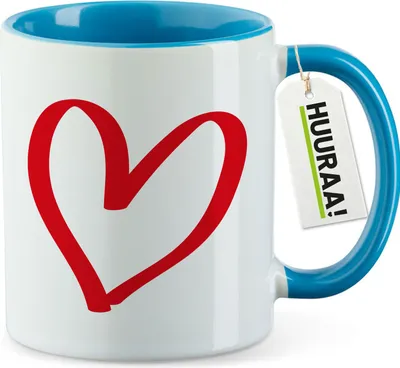 Produktbild von Huuraa Kaffeetasse Herz Heart 330ml Blau Keramik Kaffeebecher Geschenkidee
