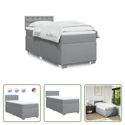 Produktbild von The Living Store Boxspringbett mit Matratze Hellgrau 90x190 cm Stoff