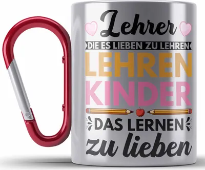 Produktbild von Trendation - Lehrer Abschiedsgeschenk Lehrerin Geschenk Edelstahl Tasse Karabiner zum Abschied Klassenlehrerin Danke Geschenkidee (Rot)