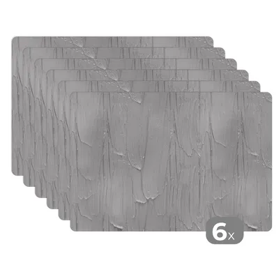 Obrázok produktu pre MuchoWow® Podložky Sada 6 podložiek Umývateľné podložky 30x45x0.3cm Farba - vzory - sivá Podložka pod stôl Nekĺzavá a odolná voči teplu