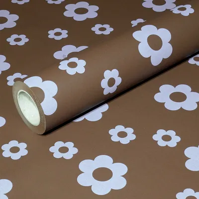 Image de Papier d'emballage JUNOPAX® "Blüte" (fleurs), couleur marron, dimensions : 50 m x 0,40 m