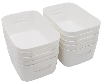 Obrázok produktu pre Skladovacie boxy, 10 kusov - plastové boxy - organizéry - skladovacie boxy - s rúčkami - 24 x 16 x 10 cm - biela farba - úložné boxy